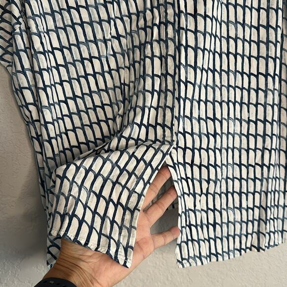 NIC+ZOE Lattice Live In Tank Top Blue White Size 3X Rayon Preppy Casual Office - Picture 4 of 7